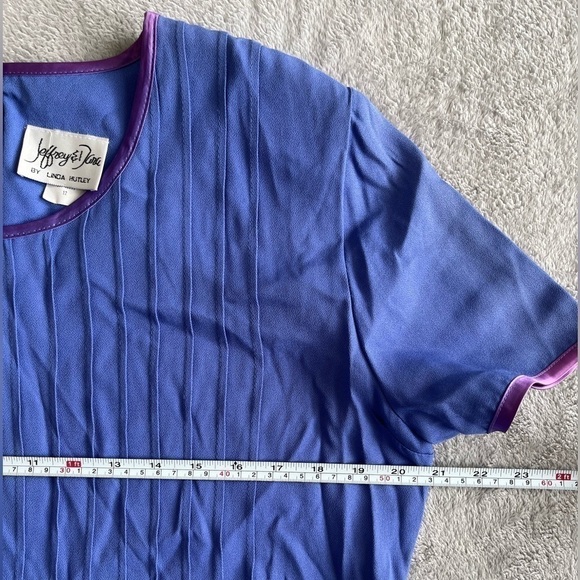 Vintage 90s purple front pleated midi dress size12 - Picture 7 of 12